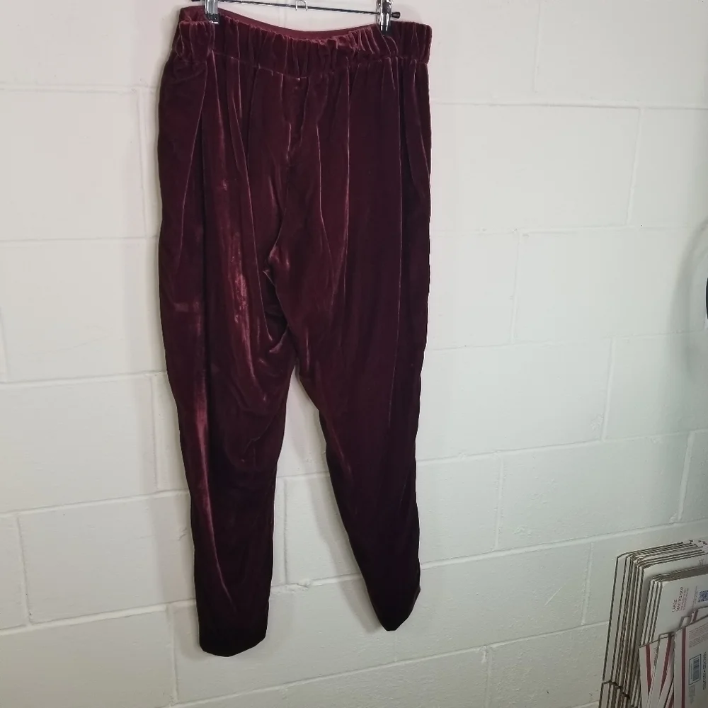 J. Crew luxe burgundy velvet easy pull on pants